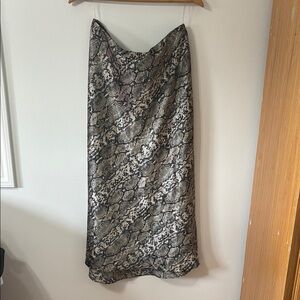 Snakeskin Print Silky Midi Skirt